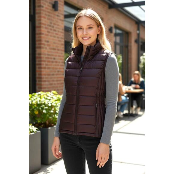 DOWN Weatherproof 32 Degrees Puffer Vest Sz S Rich Brown Quilted Light Packable - Picture 1 of 11